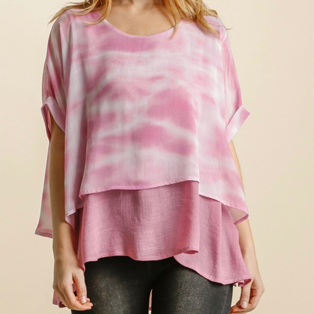 Umgee Pink/White Layered Top